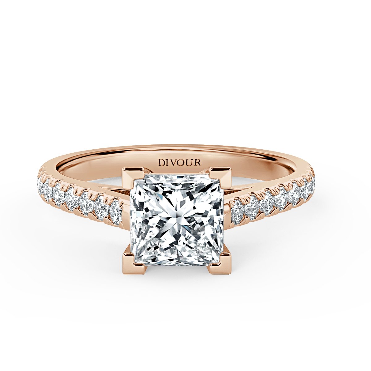 Micro set Princess Diamond Engagement Ring