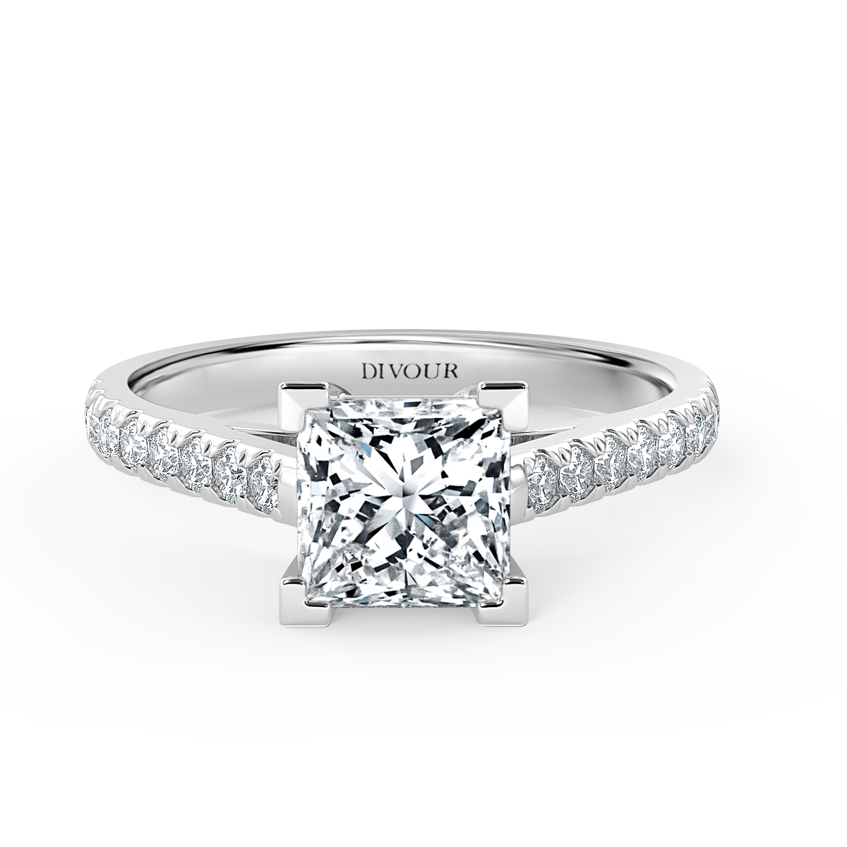 Micro set Princess Diamond Engagement Ring
