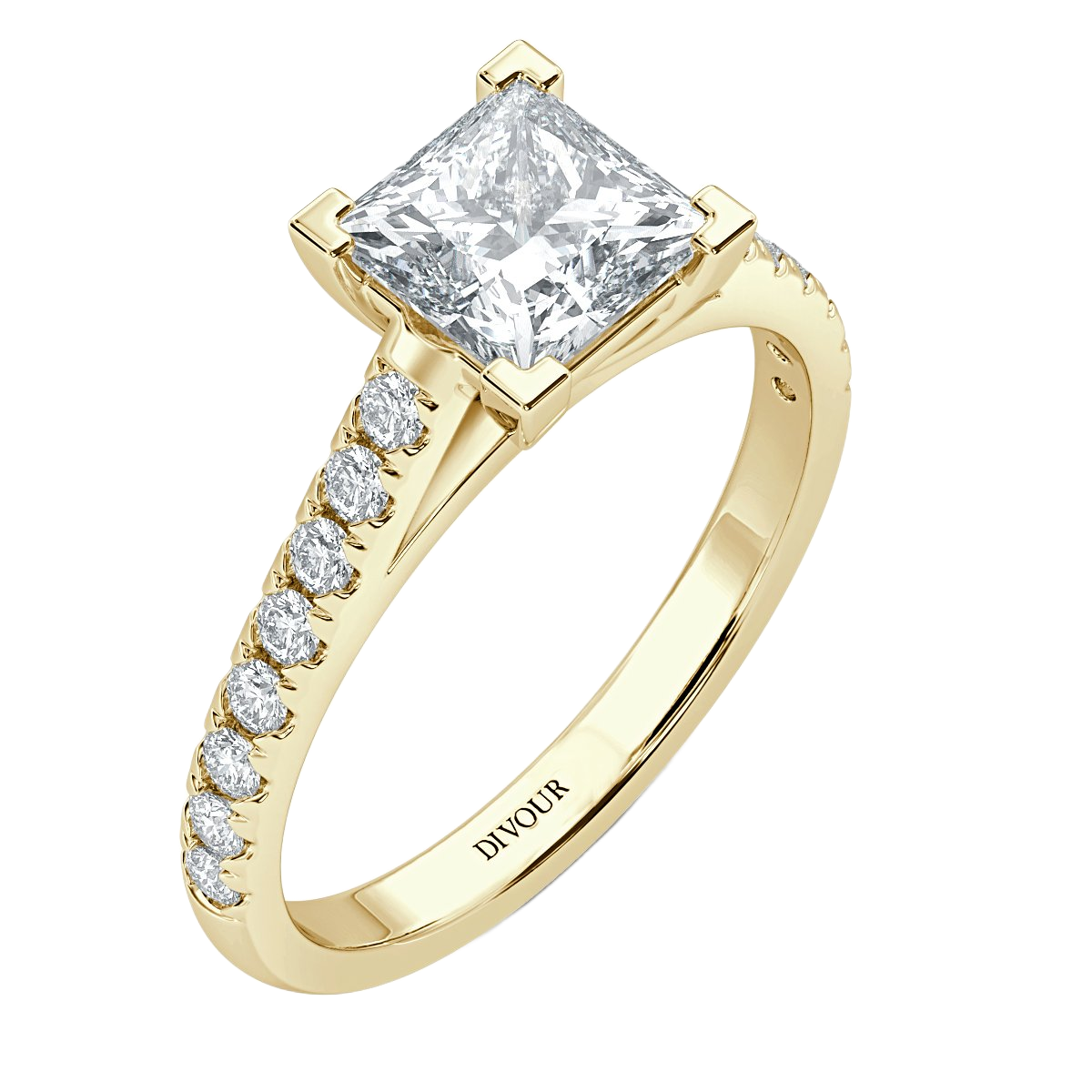 Micro set Princess Diamond Engagement Ring