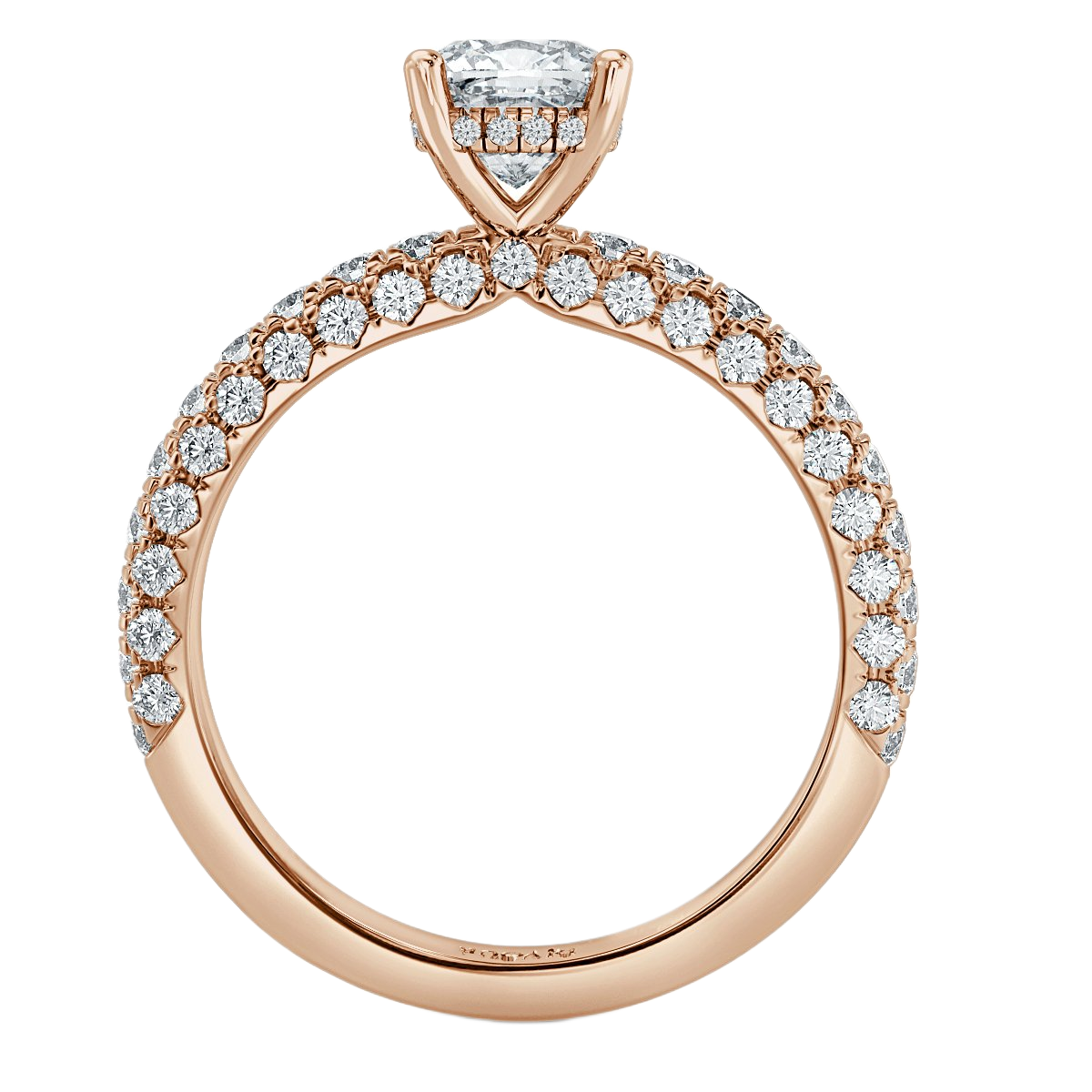 Curved Pave set Cushion Diamond Engagement Ring