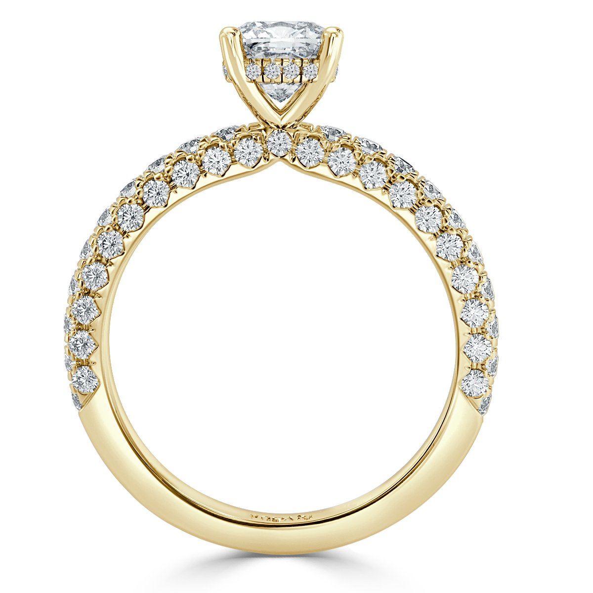 Curved Pave set Cushion Diamond Engagement Ring