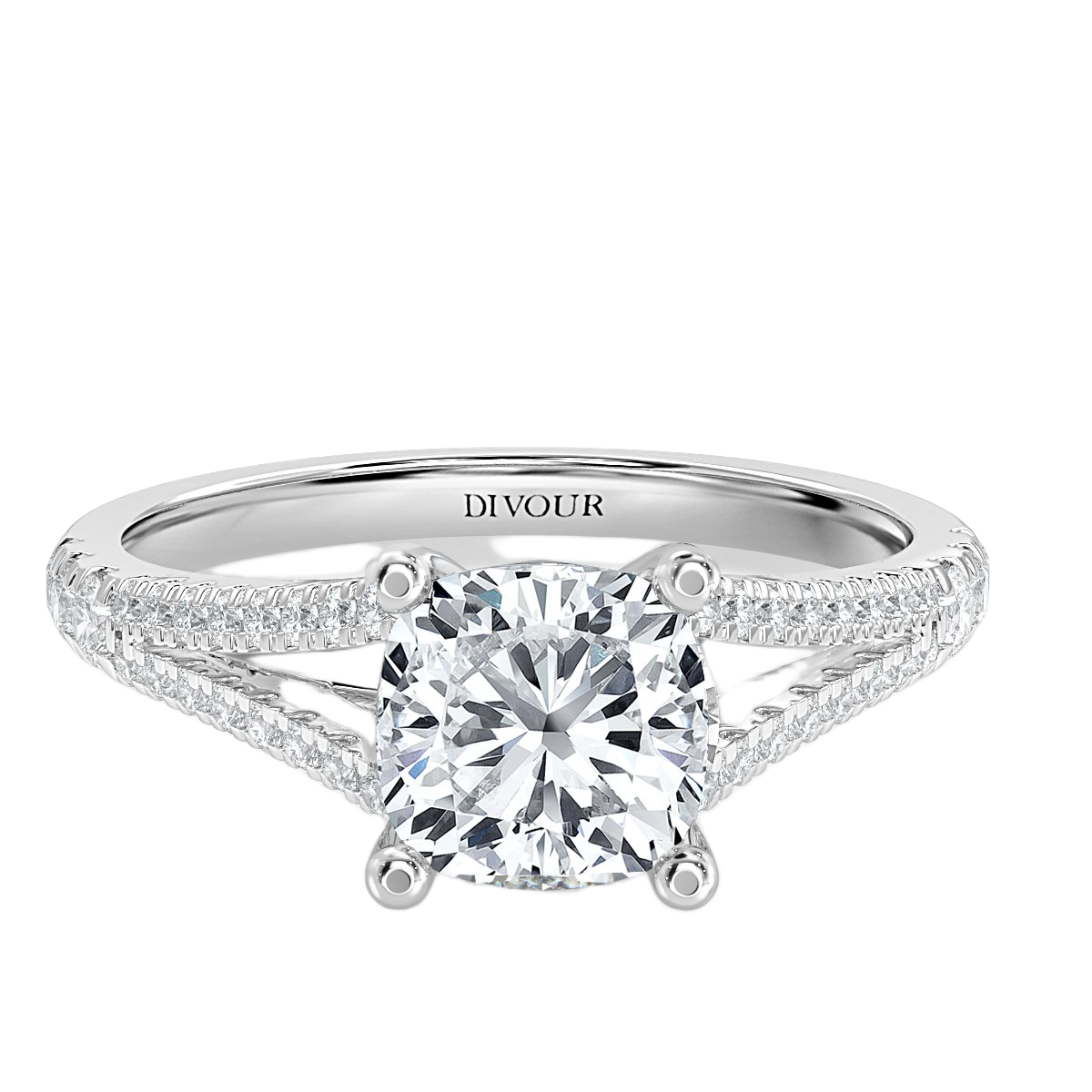 Split Shank Cushion  Diamond Engagement Ring