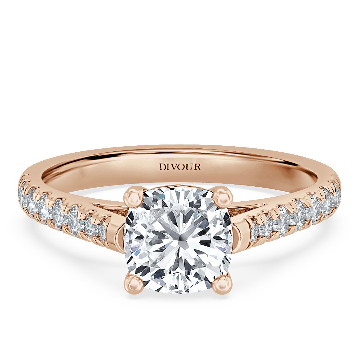 Micro Set Cushion Halo Engagement Ring