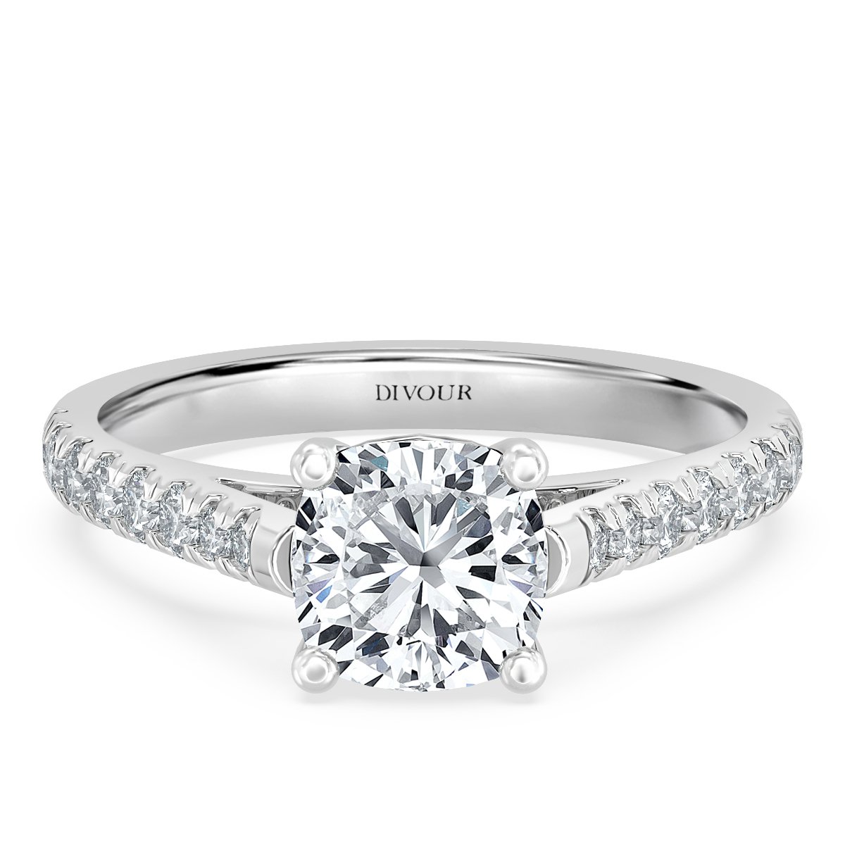 Micro Set Cushion Halo Engagement Ring