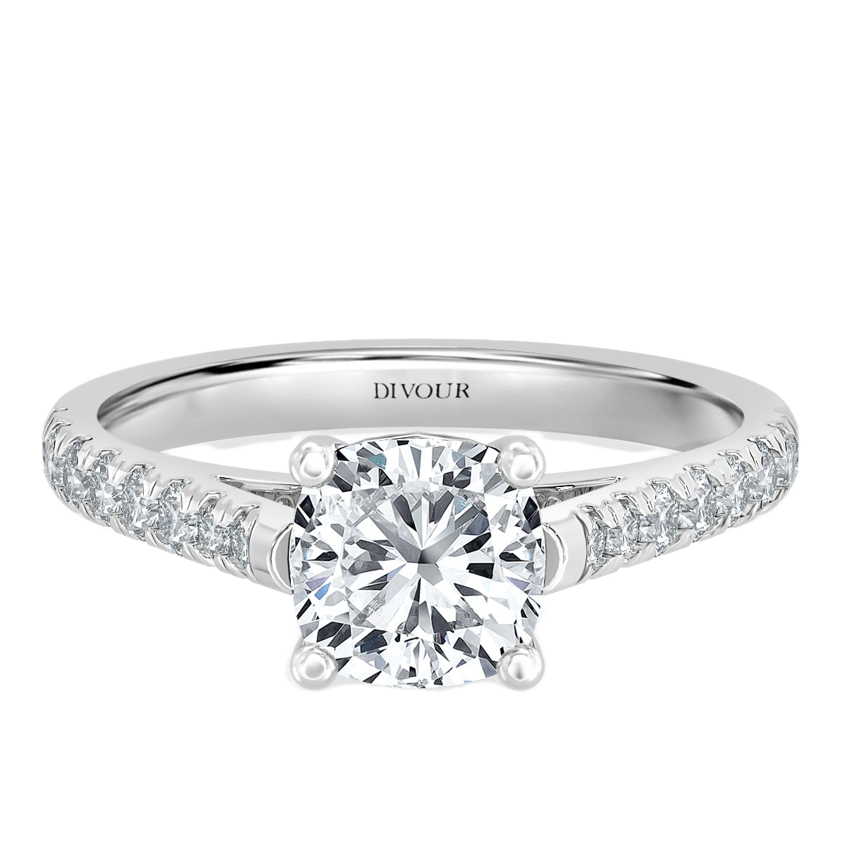 Micro Set Cushion Halo Engagement Ring