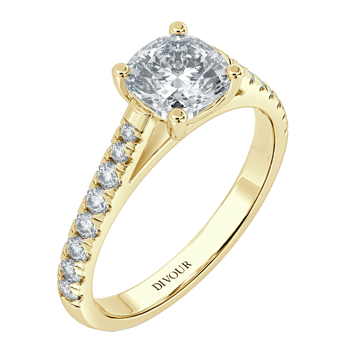 Micro Set Cushion Halo Engagement Ring