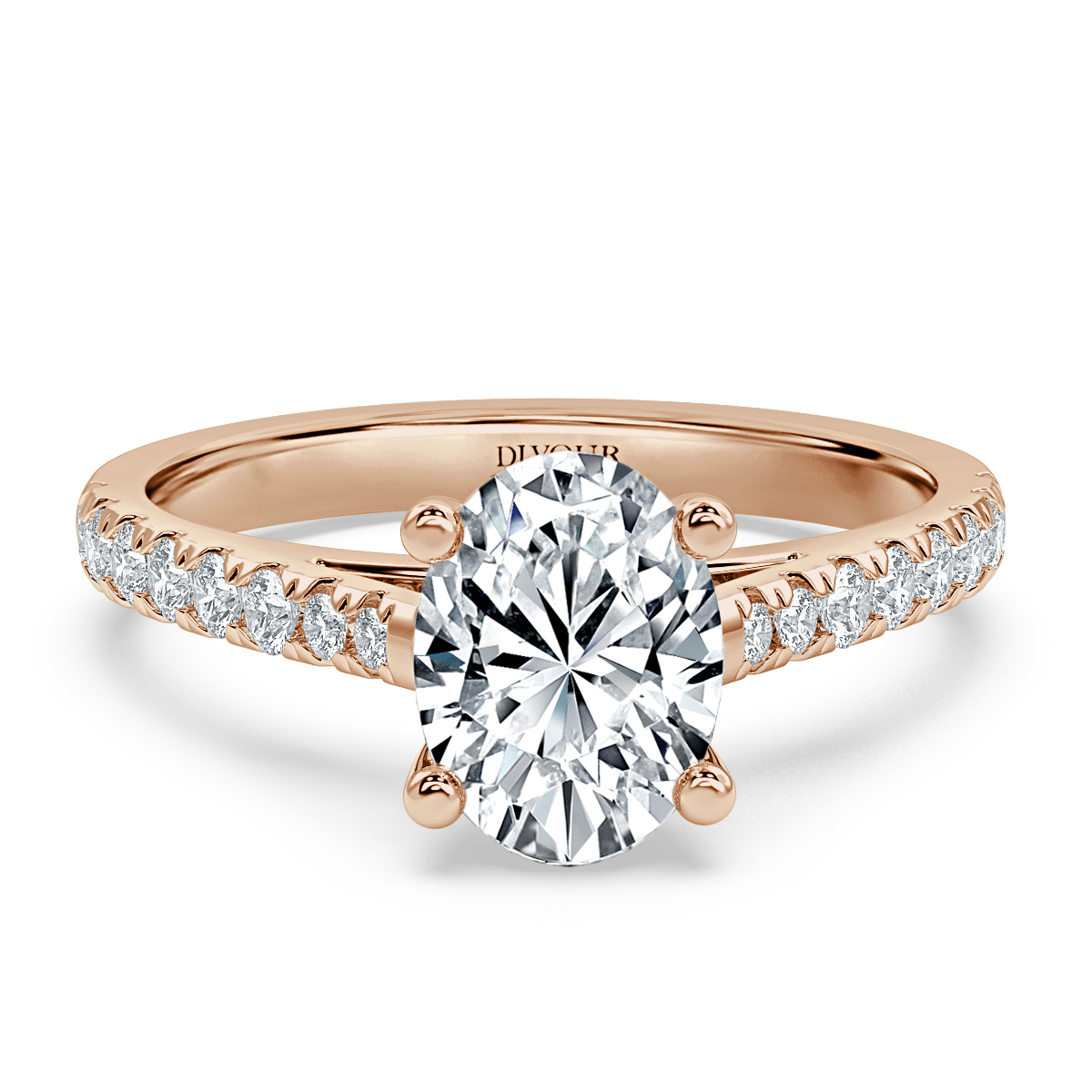Micro Set Oval Diamond Engagement Ring