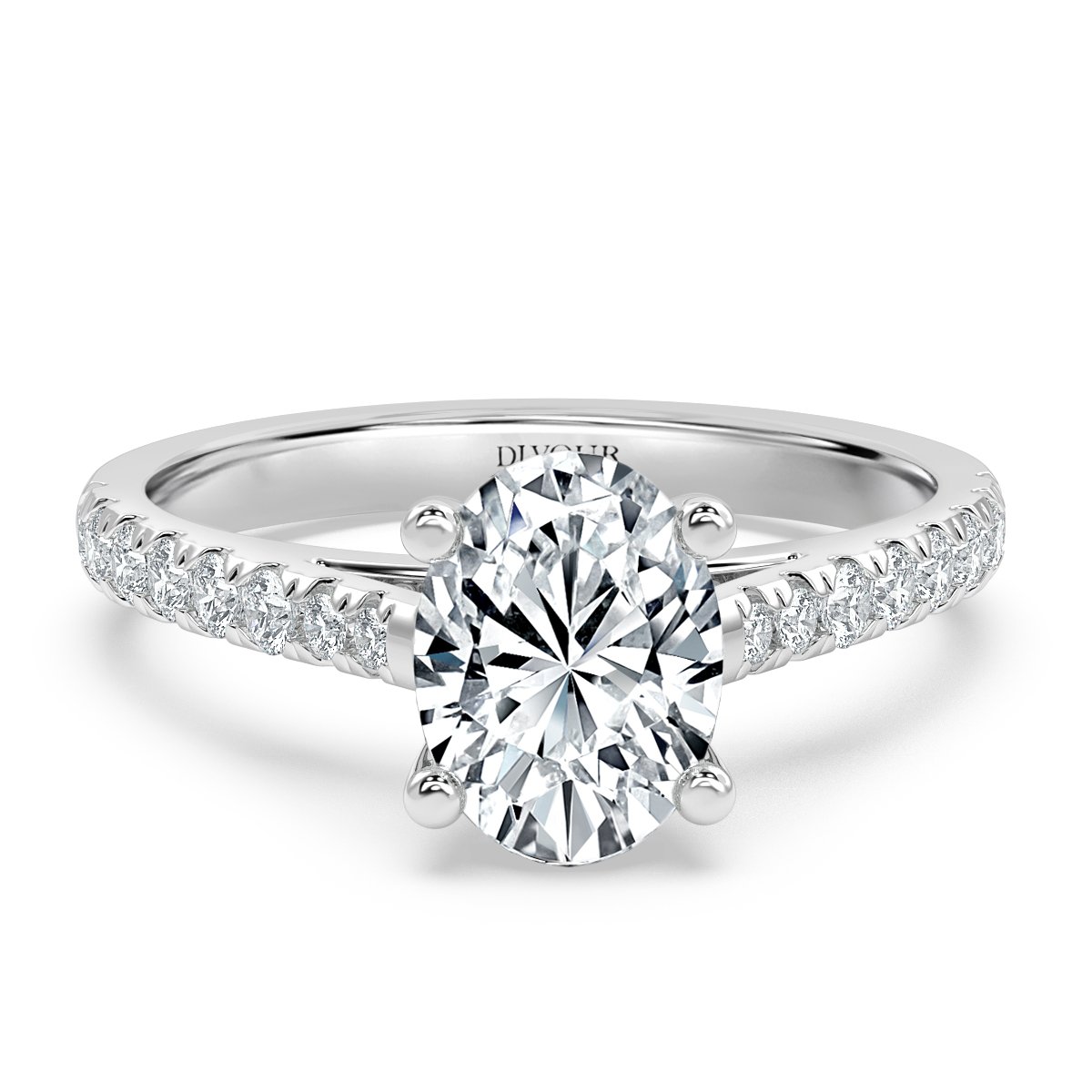 Micro Set Oval Diamond Engagement Ring