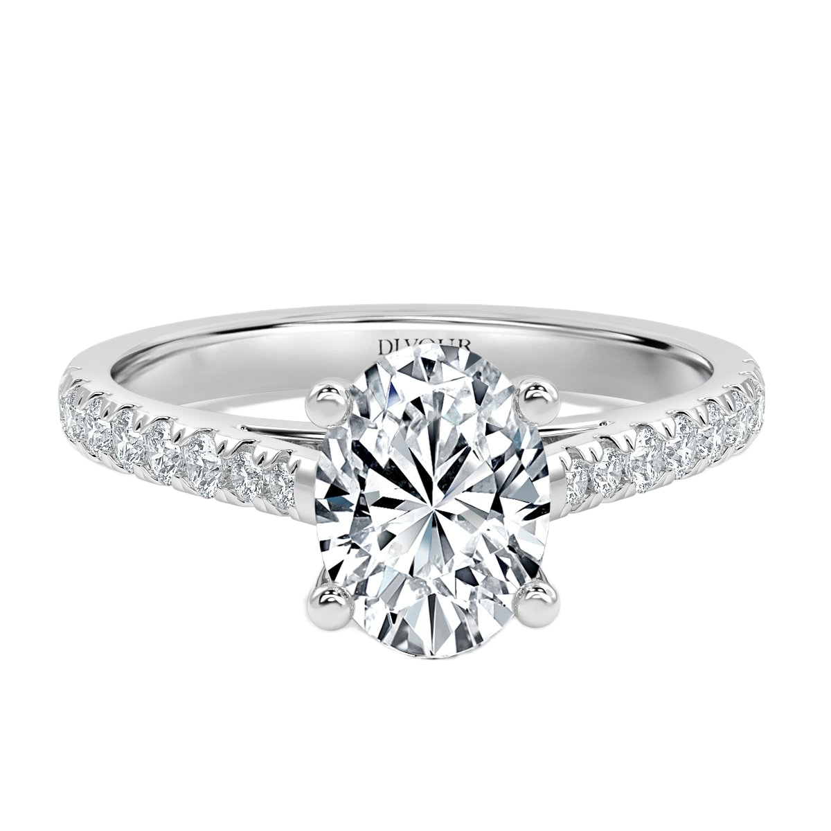Micro Set Oval Diamond Engagement Ring