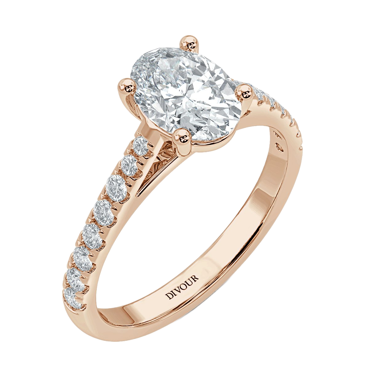 Micro Set Oval Diamond Engagement Ring