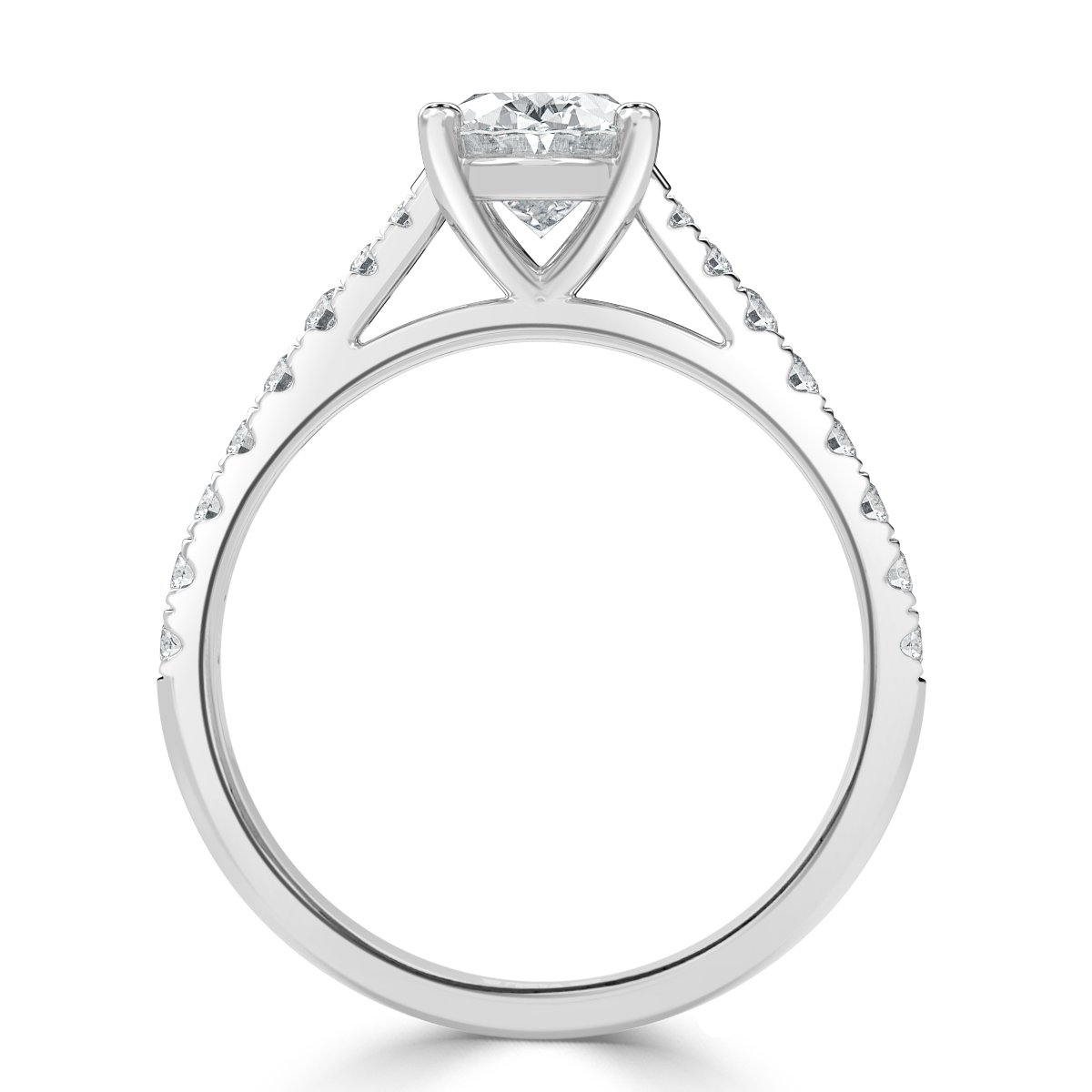 Micro Set Oval Diamond Engagement Ring