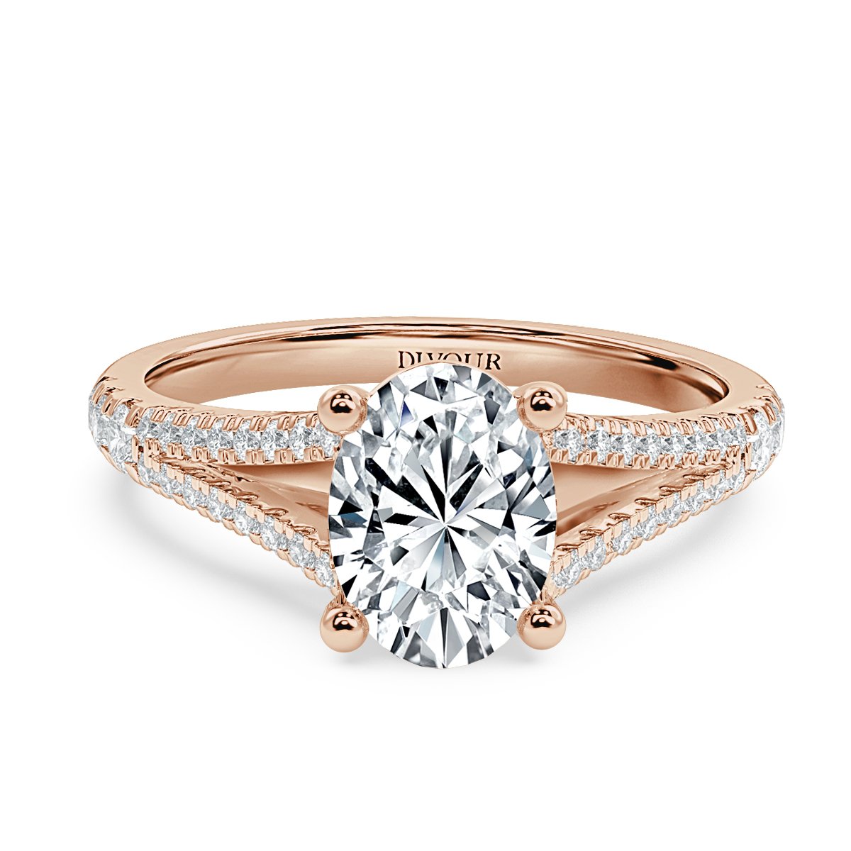 Split Shank Oval Diamond Engagement Ring