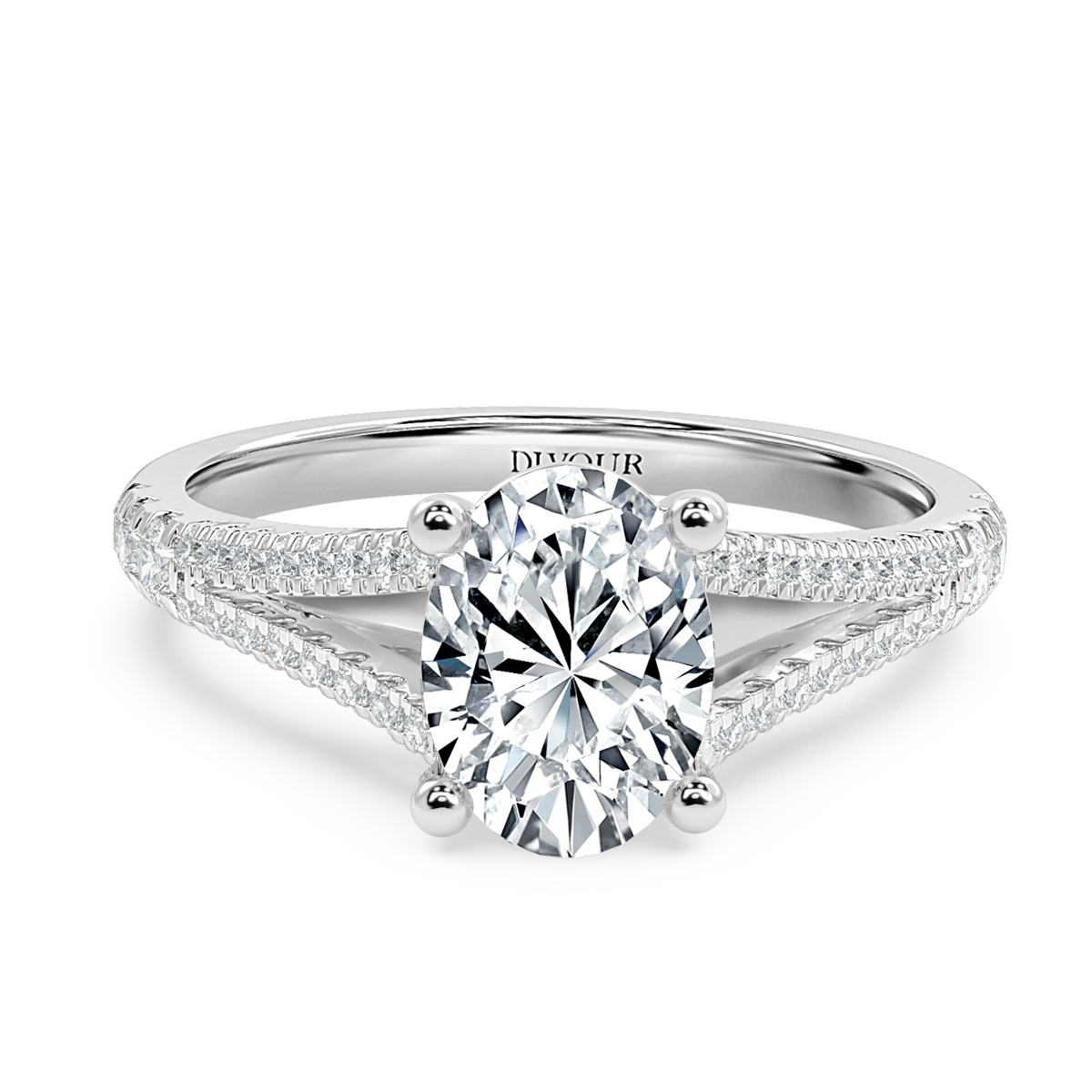Split Shank Oval Diamond Engagement Ring