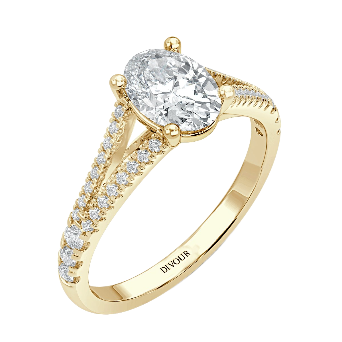 Split Shank Oval Diamond Engagement Ring
