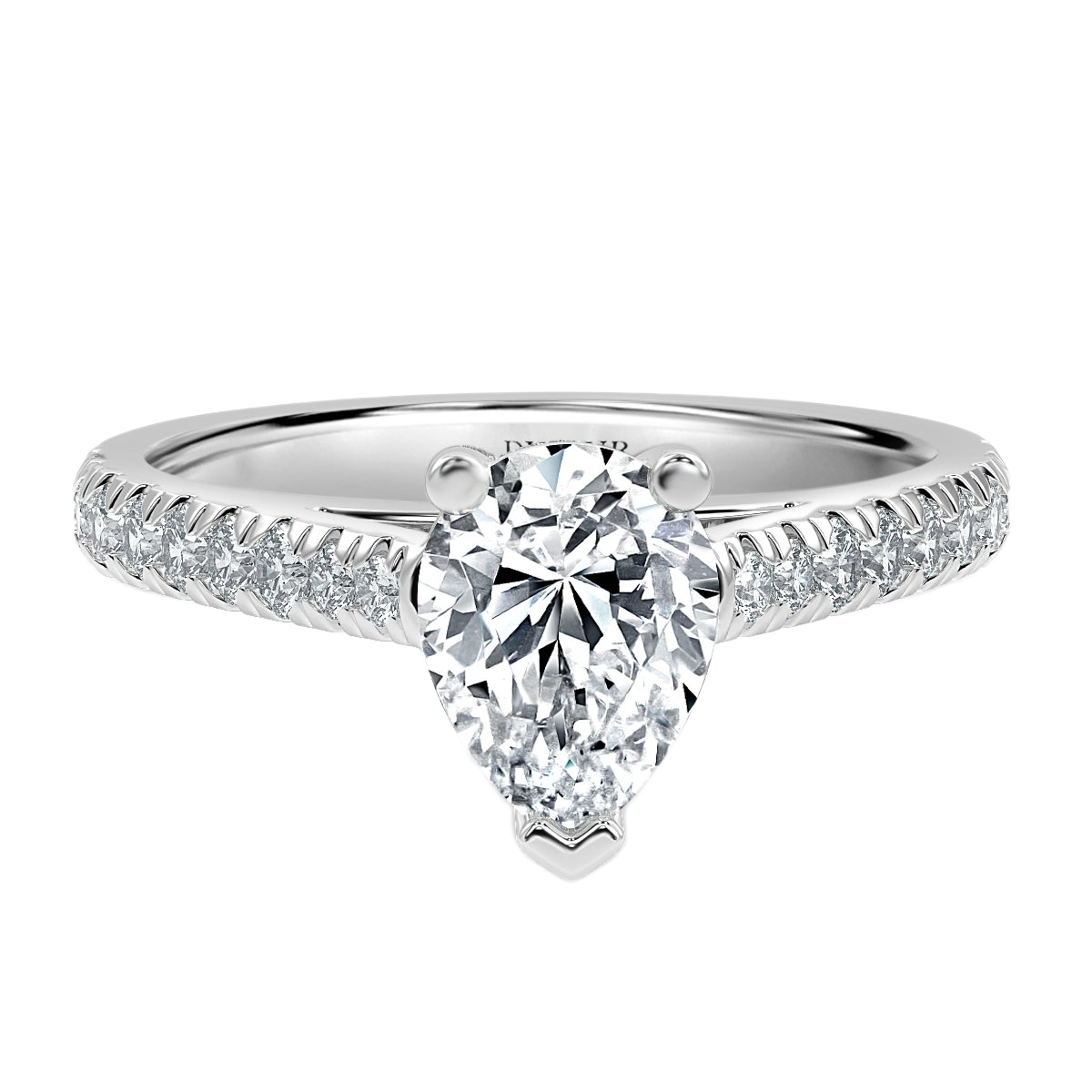 Micro Set Pear Diamond Engagement Ring