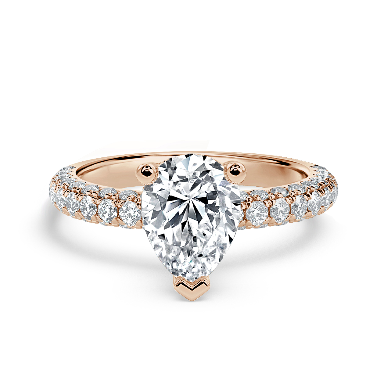 Curved Pave set Pear Diamond Engagement Ring