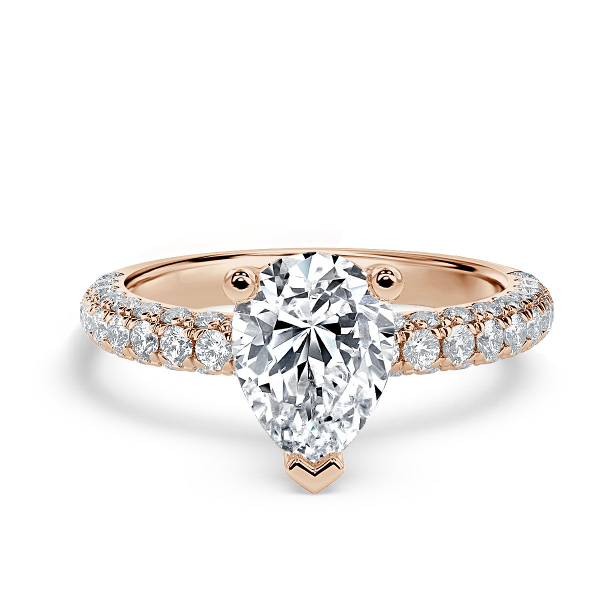 Curved Pave set Pear Diamond Engagement Ring