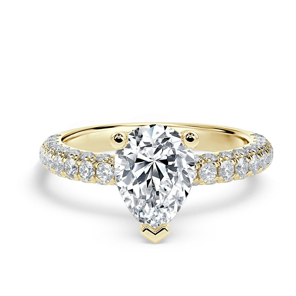 Curved Pave set Pear Diamond Engagement Ring