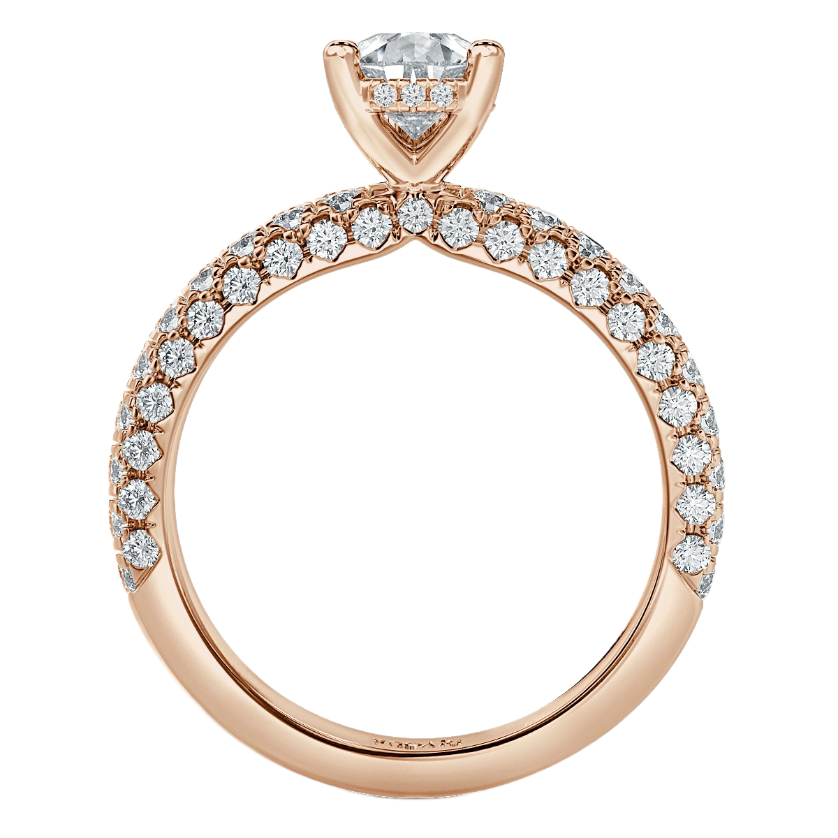 Curved Pave set Pear Diamond Engagement Ring