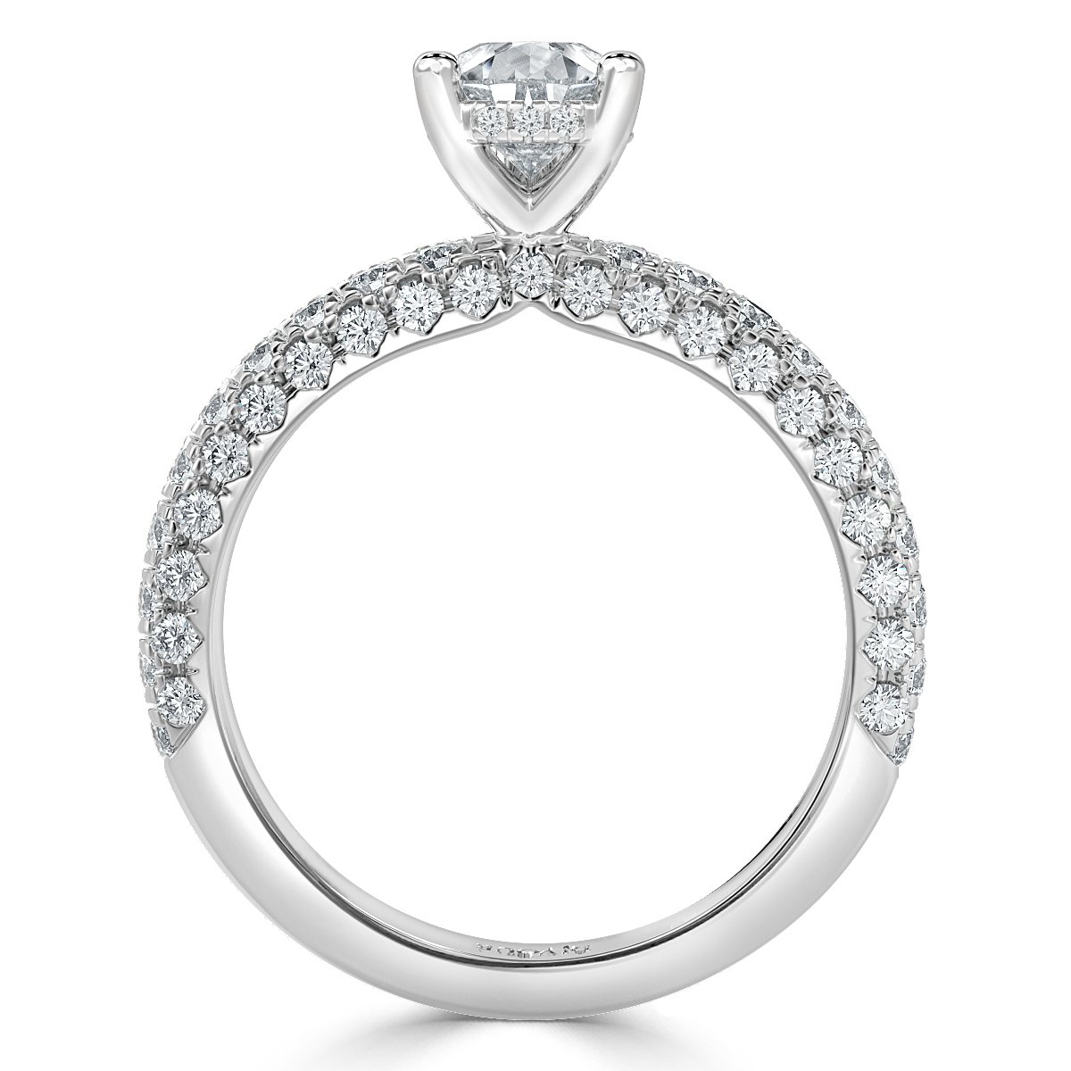 Curved Pave set Pear Diamond Engagement Ring