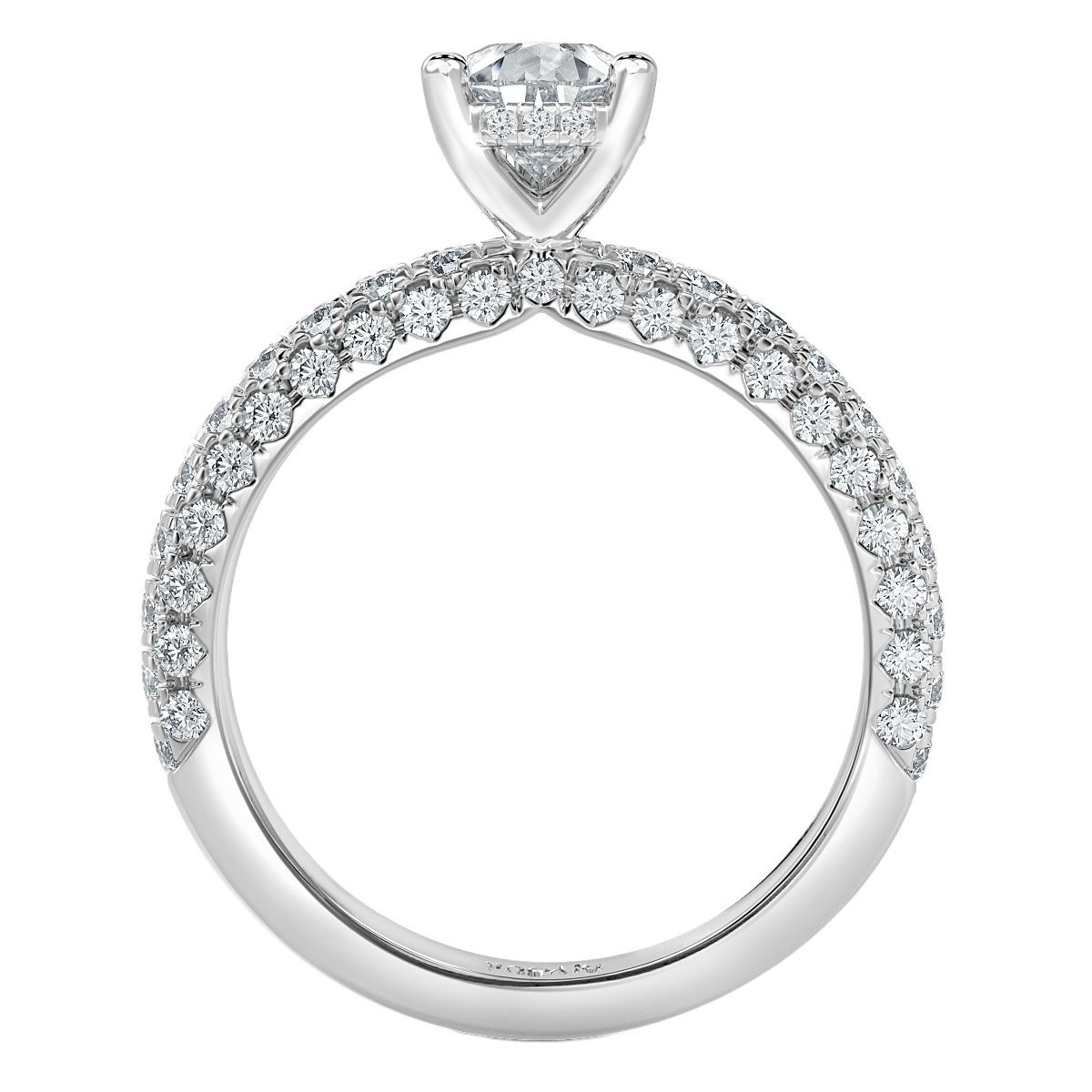 Curved Pave set Pear Diamond Engagement Ring
