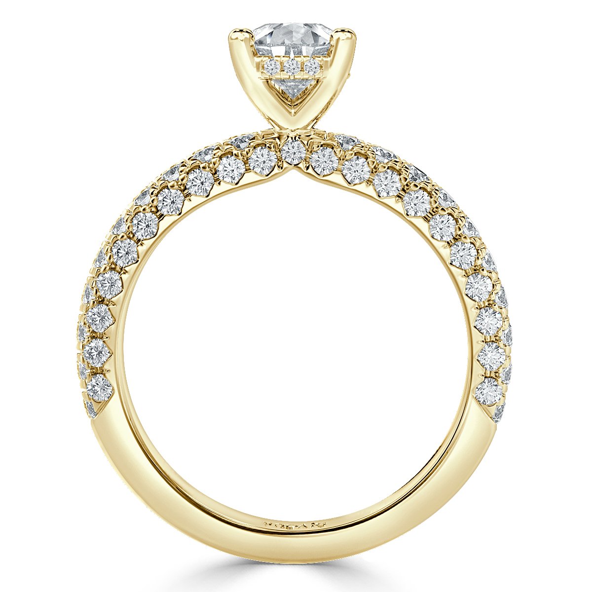 Curved Pave set Pear Diamond Engagement Ring