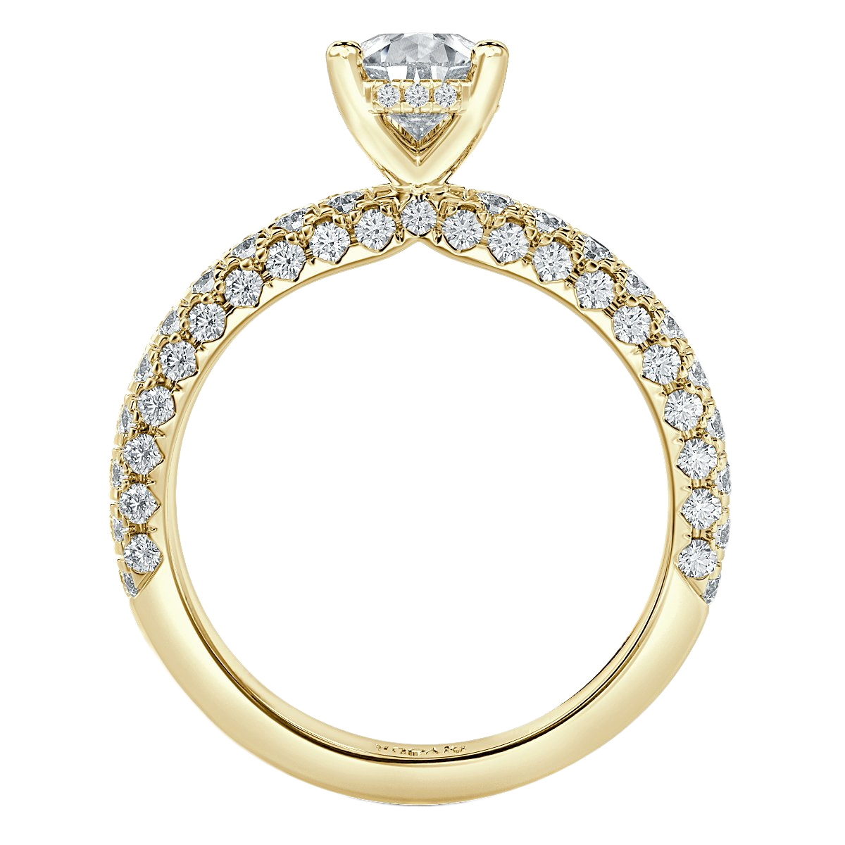 Curved Pave set Pear Diamond Engagement Ring