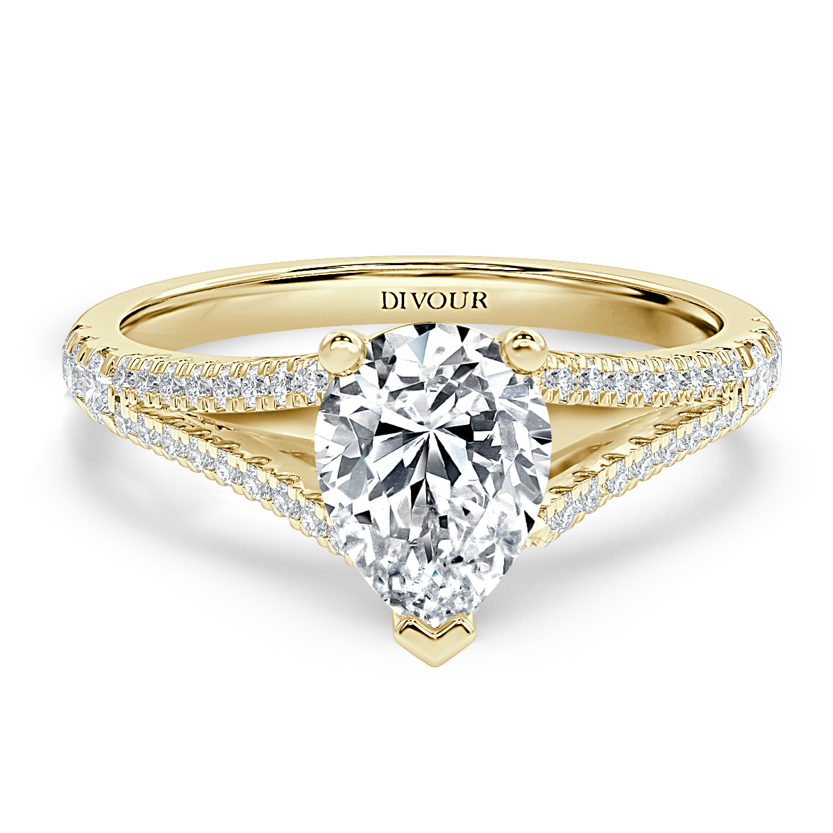 Split Shank Pear Diamond Engagement Ring