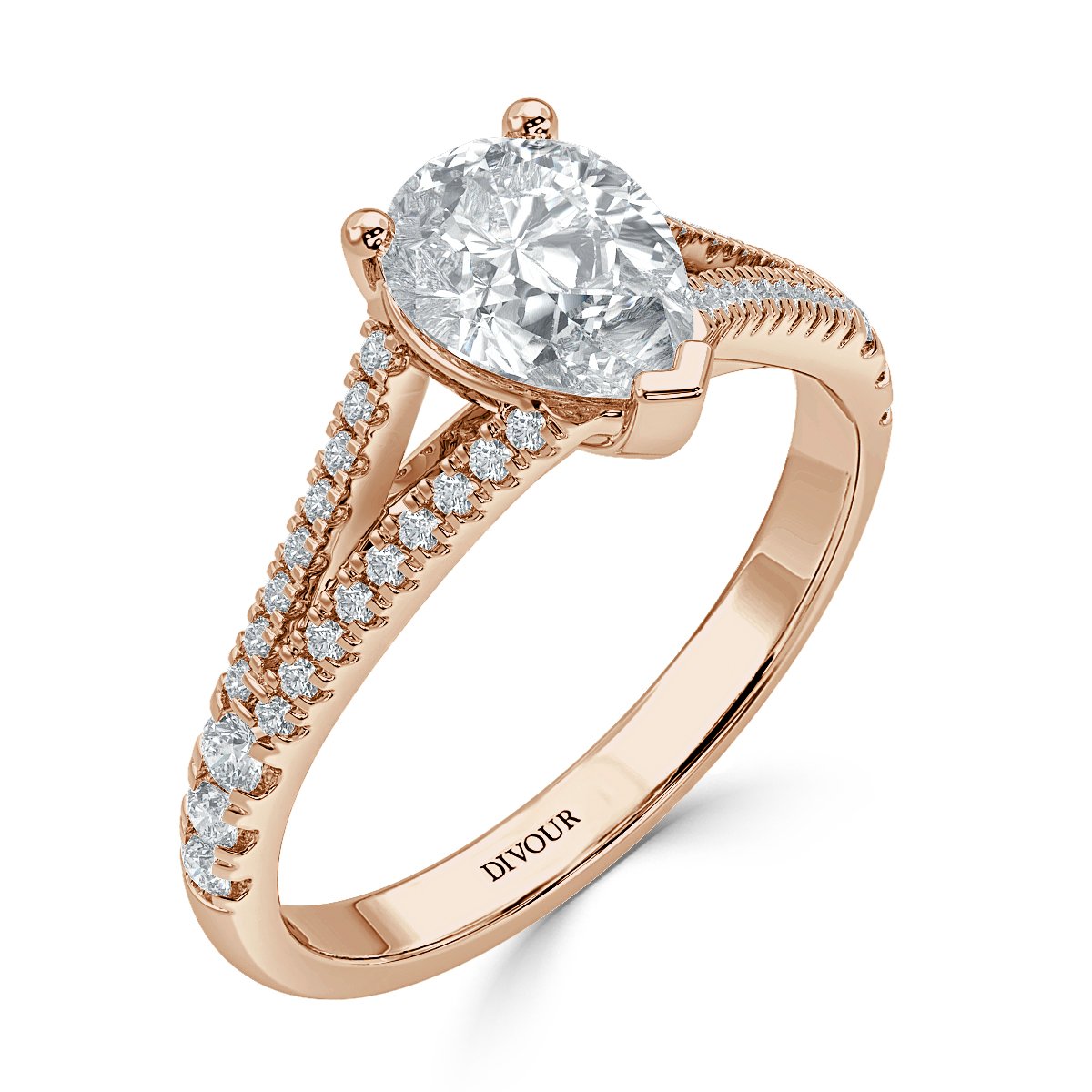 Split Shank Pear Diamond Engagement Ring