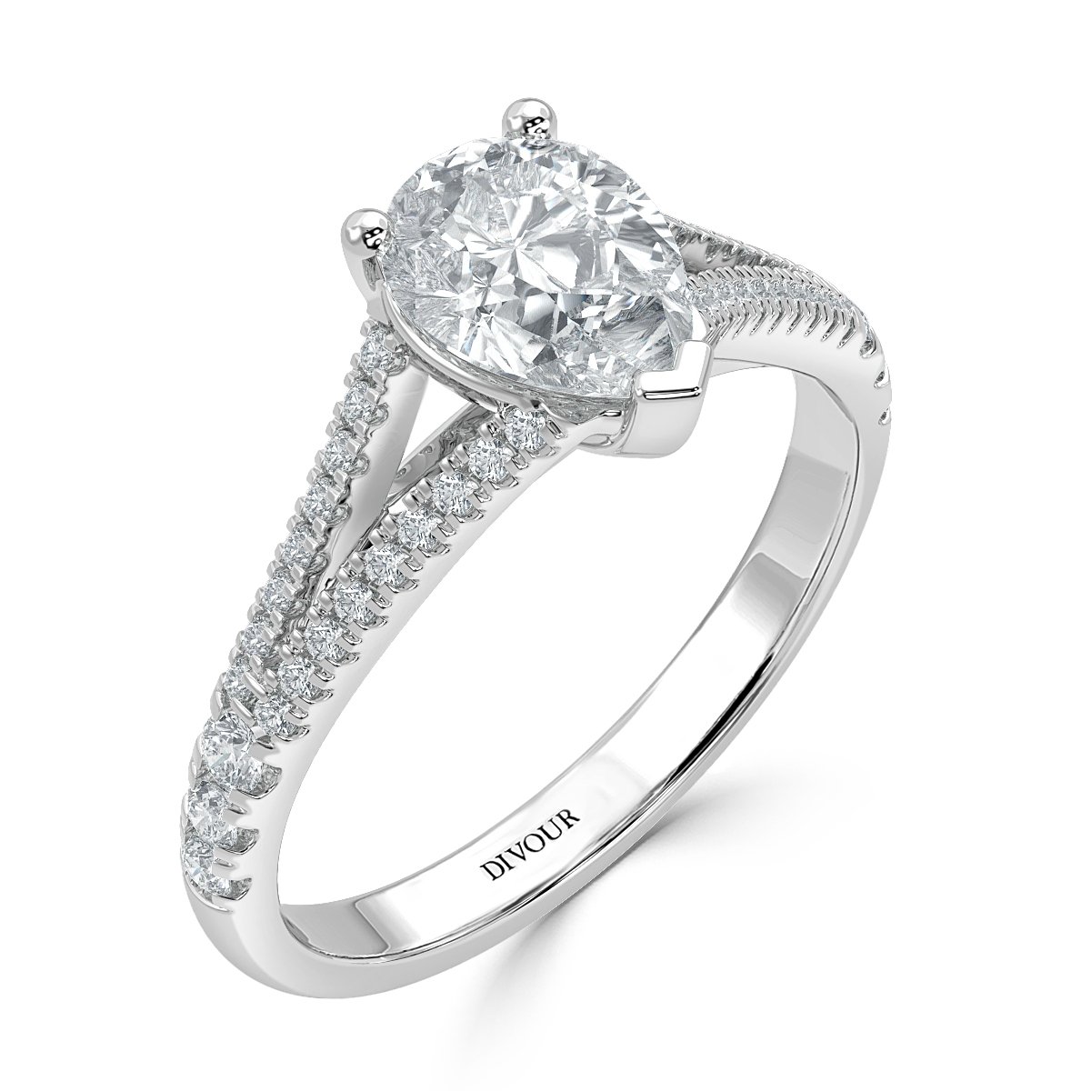Split Shank Pear Diamond Engagement Ring