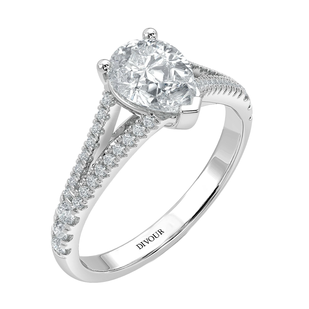 Split Shank Pear Diamond Engagement Ring