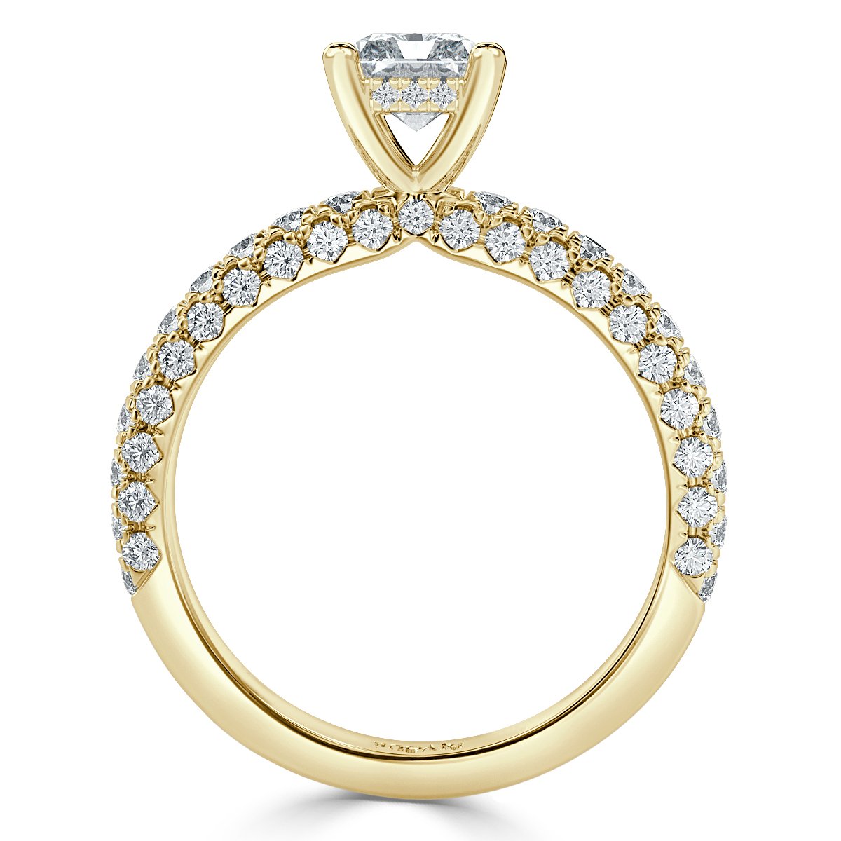 Curved Pave set Emerald  Diamond Engagement Ring