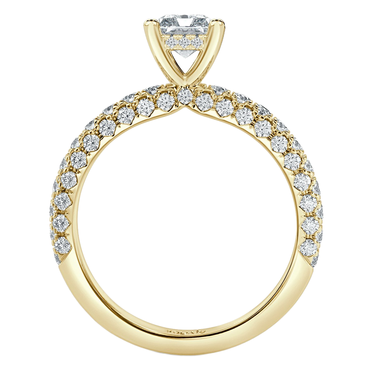 Curved Pave set Emerald  Diamond Engagement Ring
