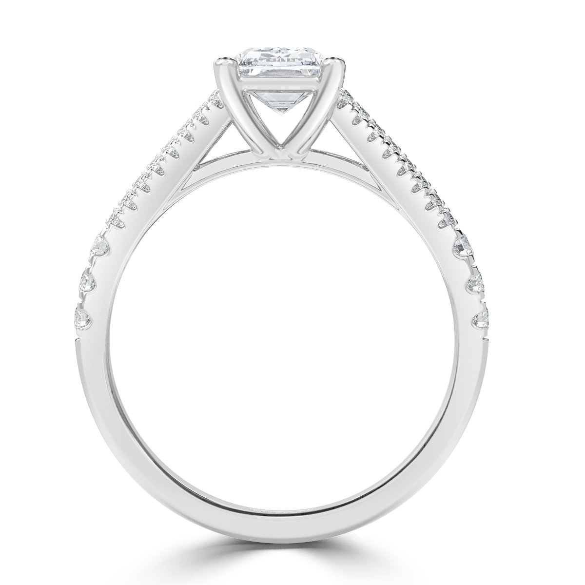 Split Shank Emerald  Diamond Engagement Ring