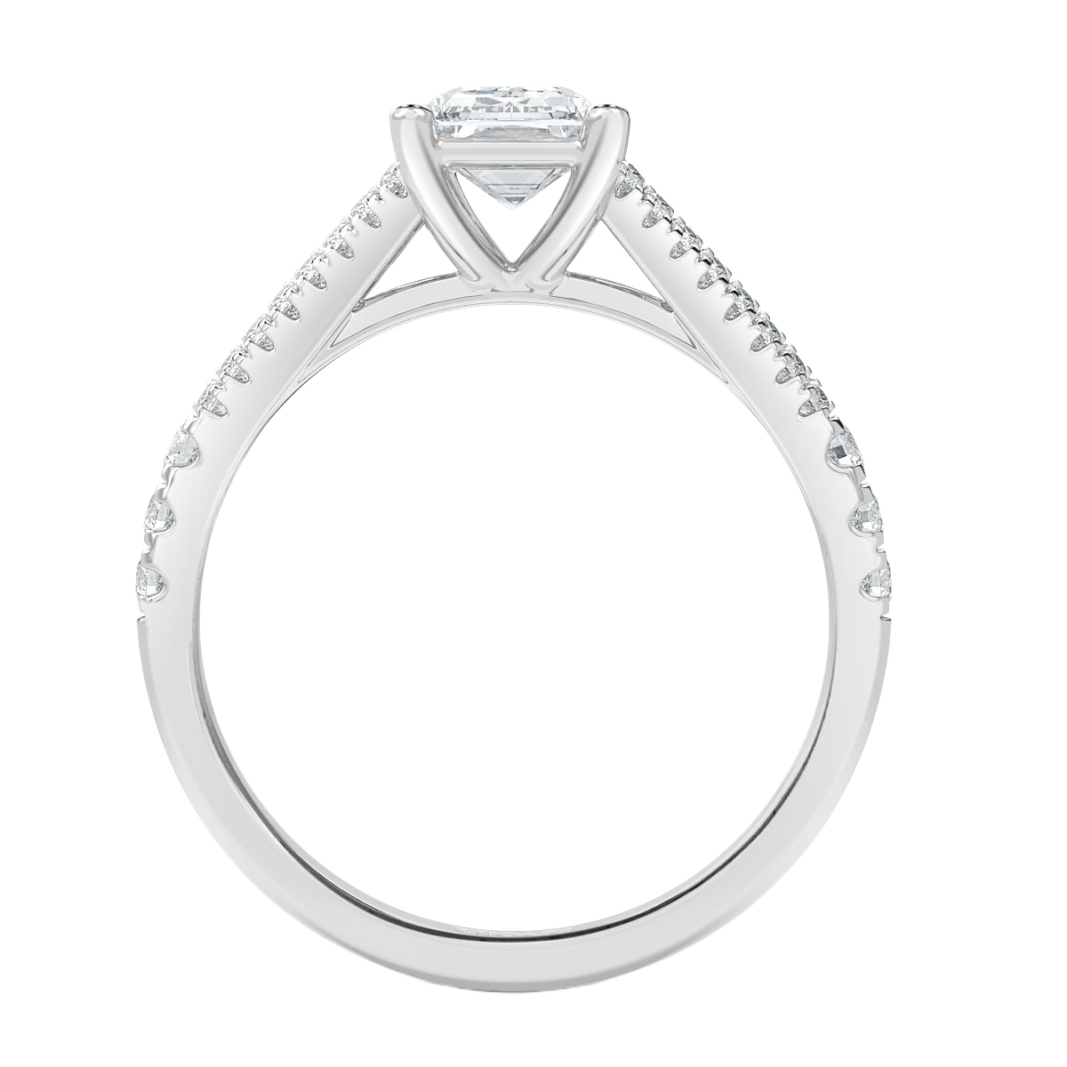 Split Shank Emerald  Diamond Engagement Ring