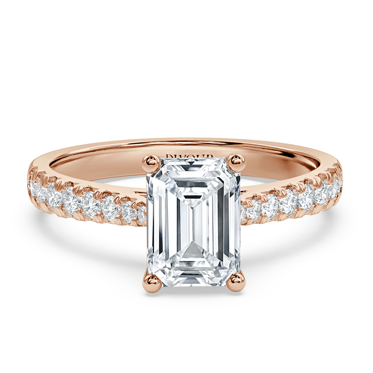 Micro Set Emerald Diamond Engagement Ring
