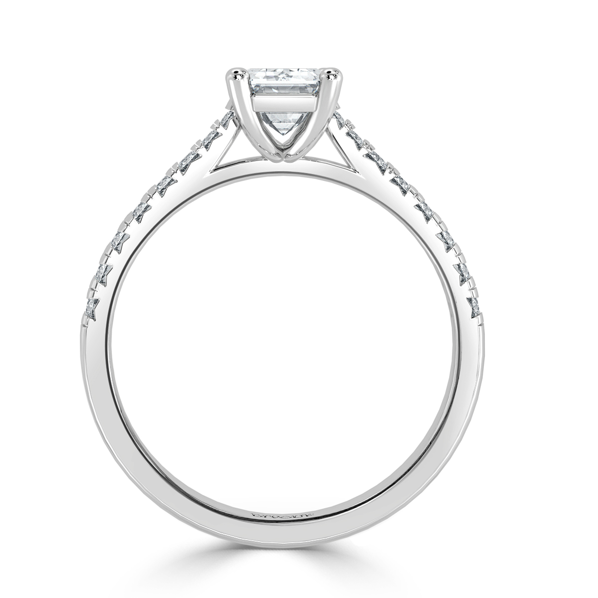 Micro Set Emerald Diamond Engagement Ring