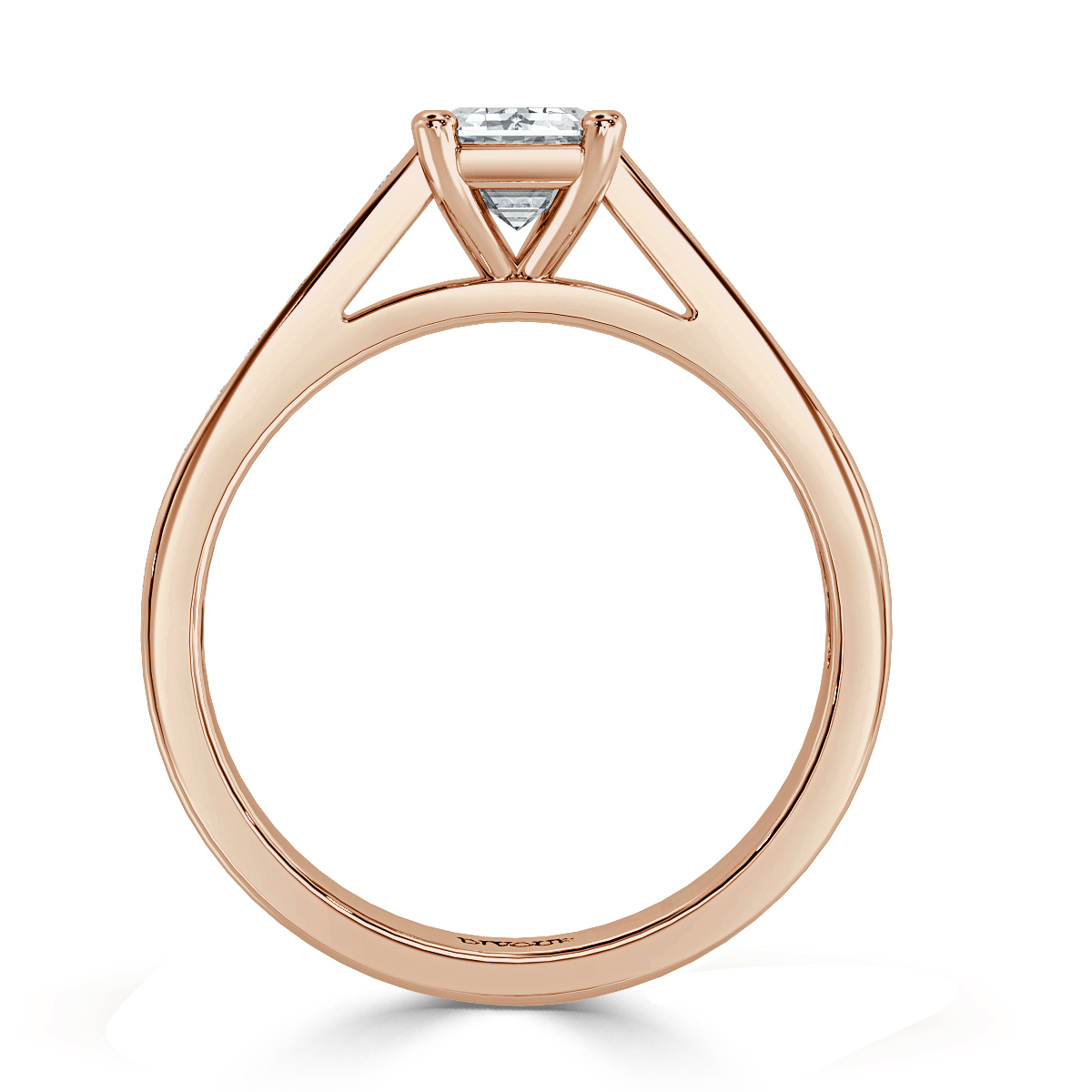 Channel set Emerald Diamond Engagement Ring