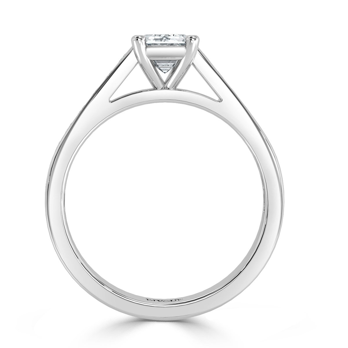 Channel set Emerald Diamond Engagement Ring