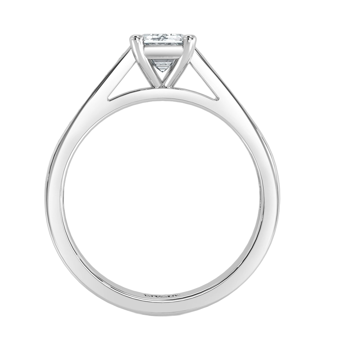 Channel set Emerald Diamond Engagement Ring
