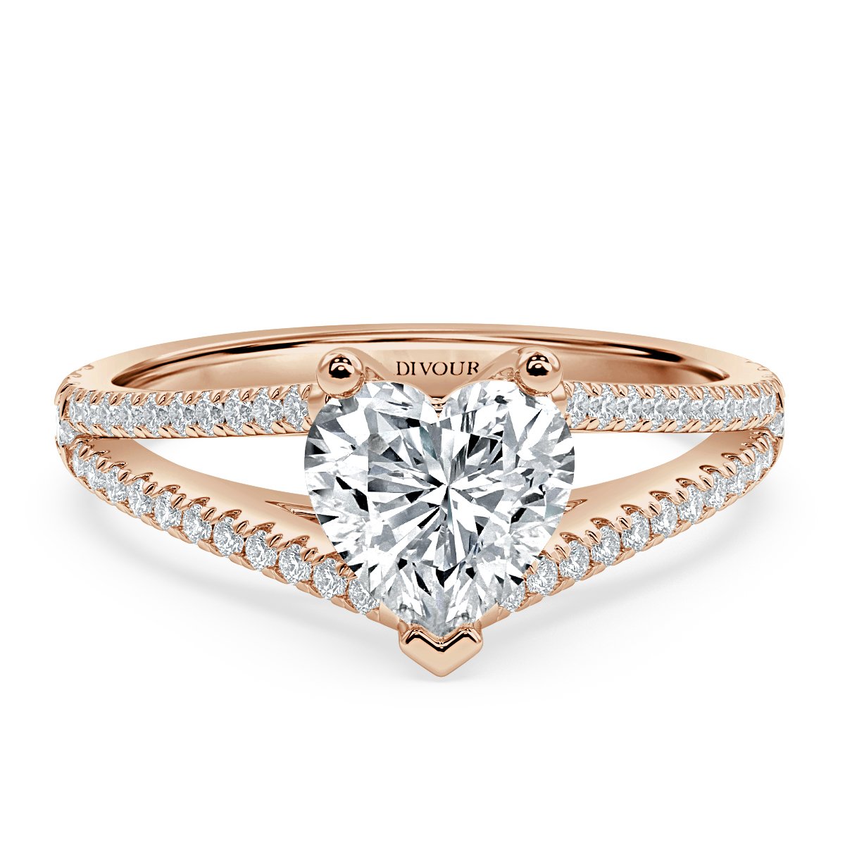 Split Shank Heart Shape Diamond Engagement Ring