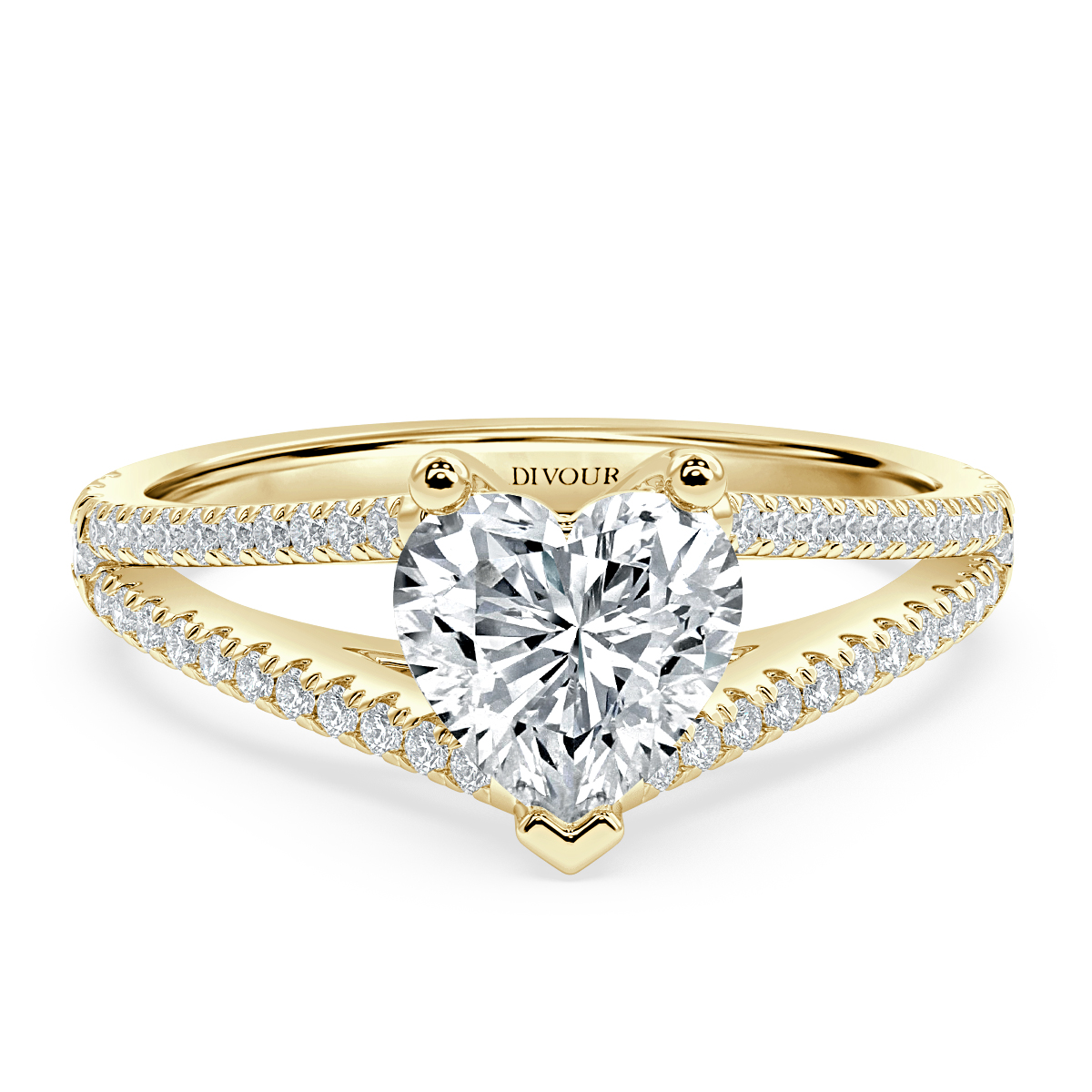 Split Shank Heart Shape Diamond Engagement Ring