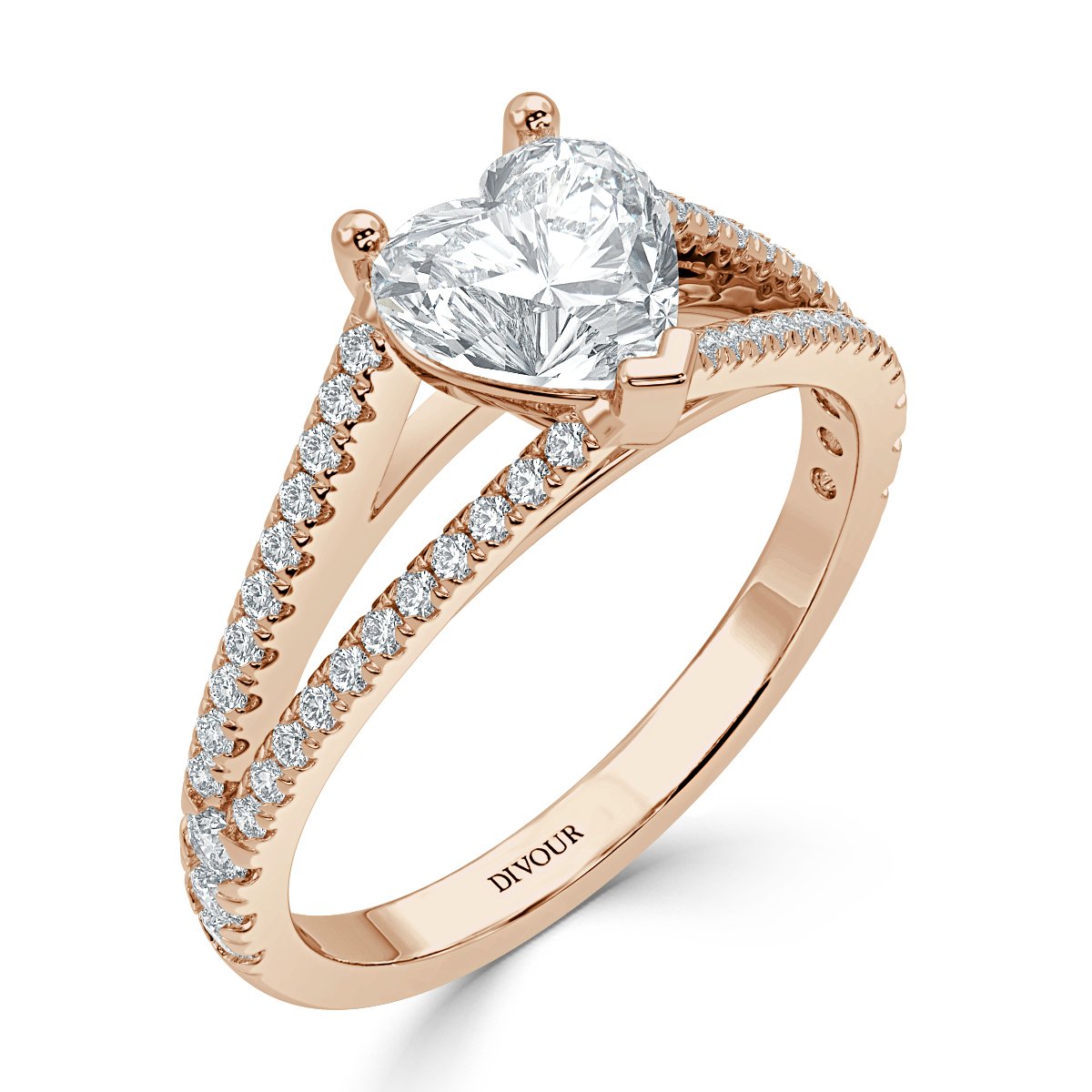 Split Shank Heart Shape Diamond Engagement Ring