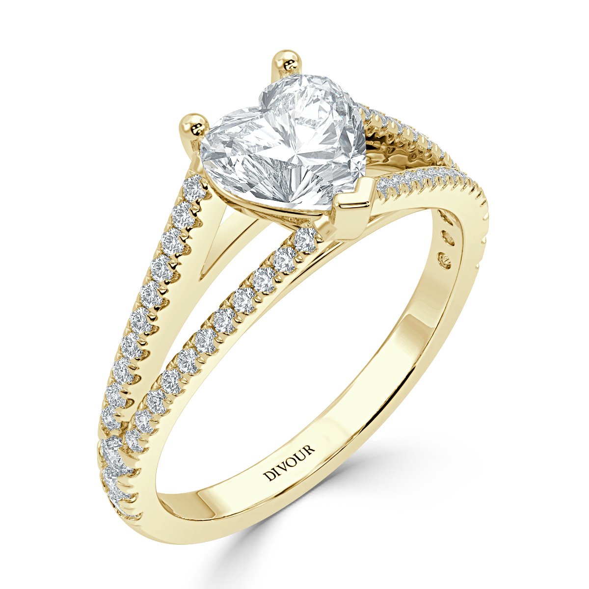 Split Shank Heart Shape Diamond Engagement Ring