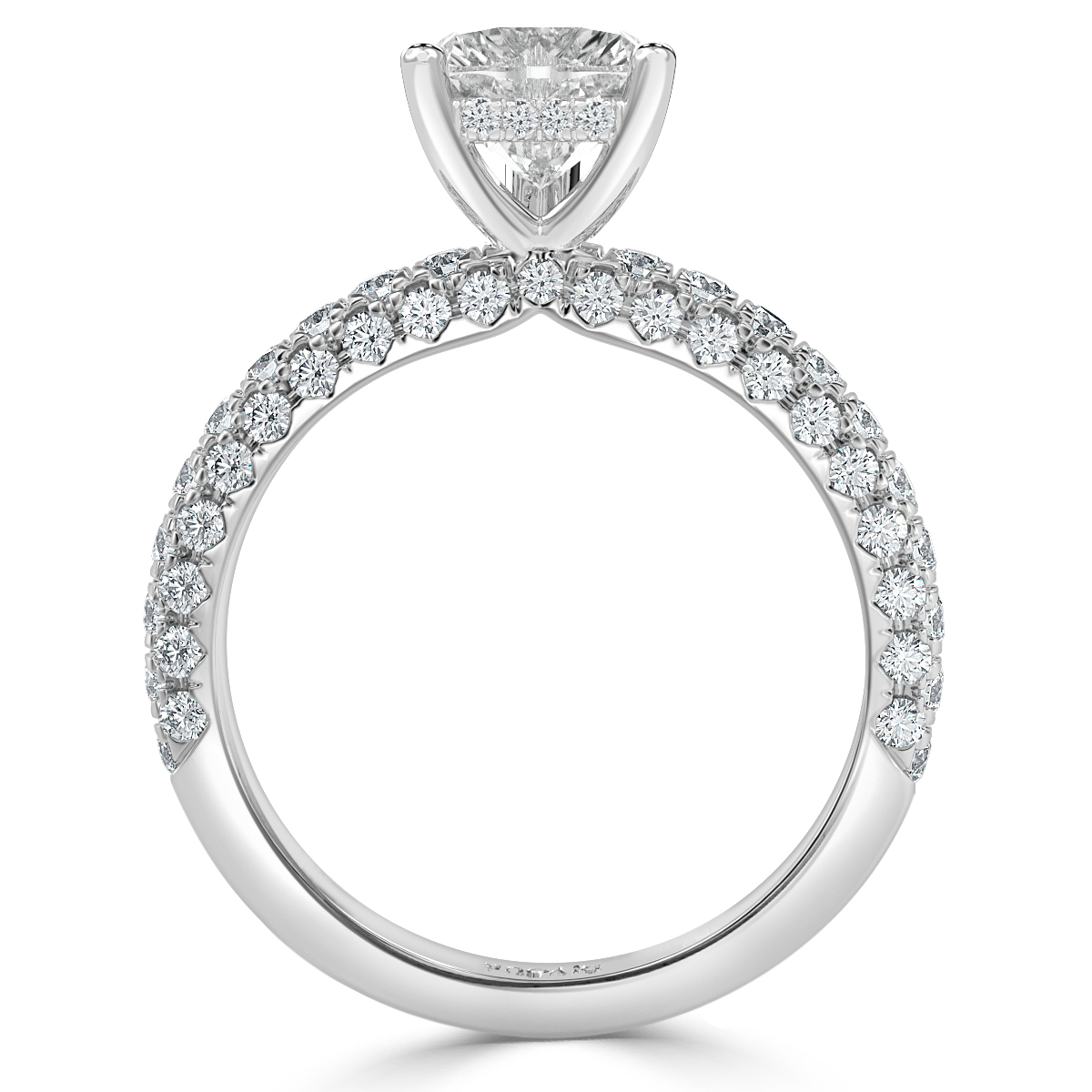 Curved Pave set Heart Diamond Engagement Ring