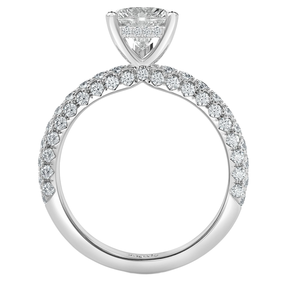 Curved Pave set Heart Diamond Engagement Ring