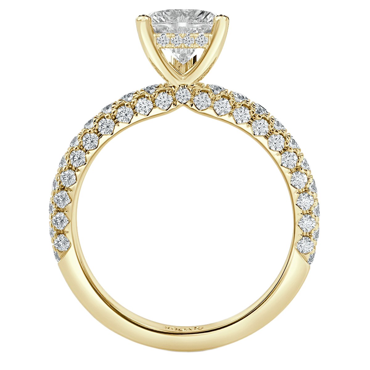 Curved Pave set Heart Diamond Engagement Ring