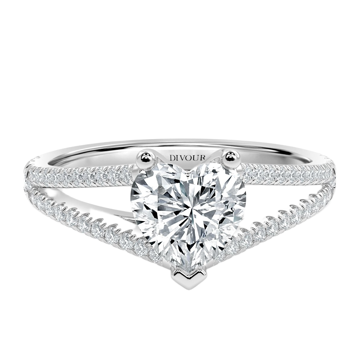 Split Shank Heart Diamond Engagement Ring
