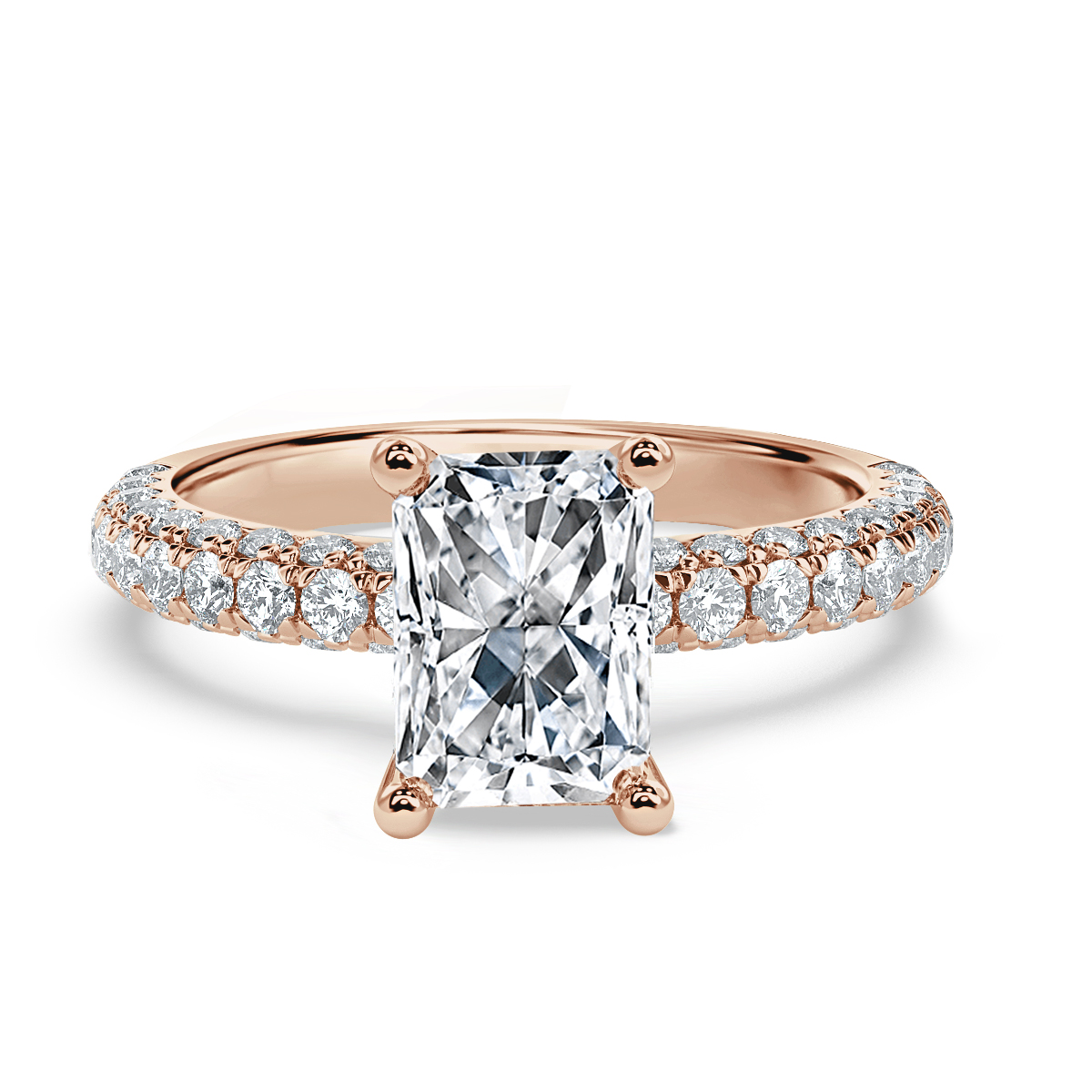 Curved Pave set Radiant Diamond Engagement Ring