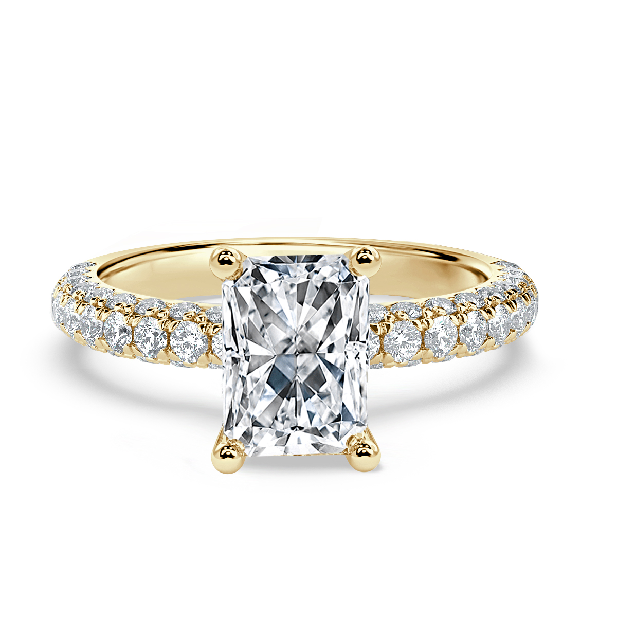 Curved Pave set Radiant Diamond Engagement Ring